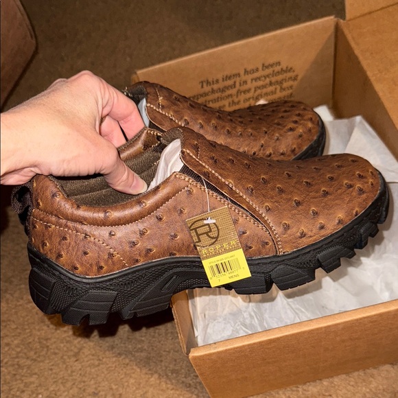 Size 7 Men’s Roper Performance Faux Ostrich Slip on Shoes - Picture 1 of 8